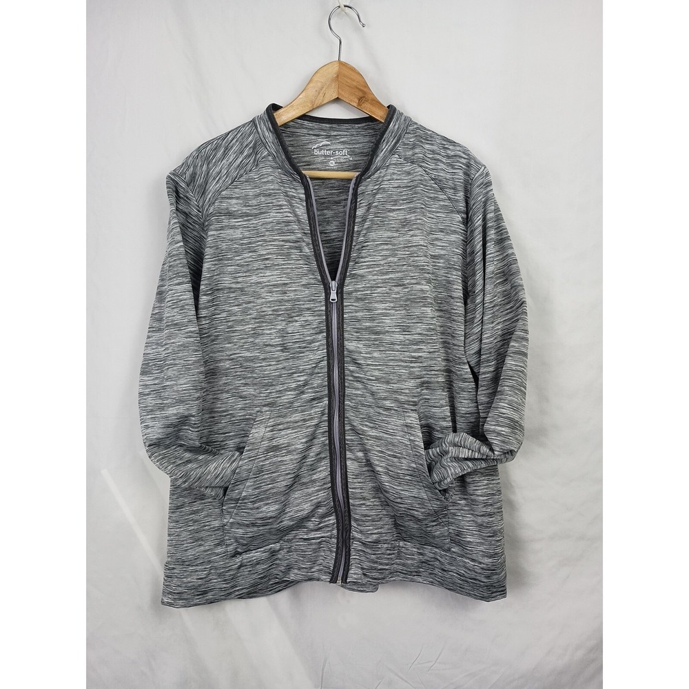 Butter Soft Stretch Long Sleeve‎ Zip Up Size XL Gray